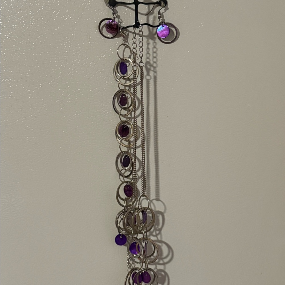 Silver and Purple Circle Pendant Necklace